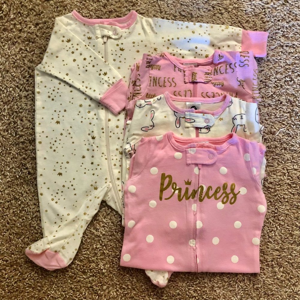 Gerber Baby Girls’ Footed Sleep & Play, 4-pk, Newborn